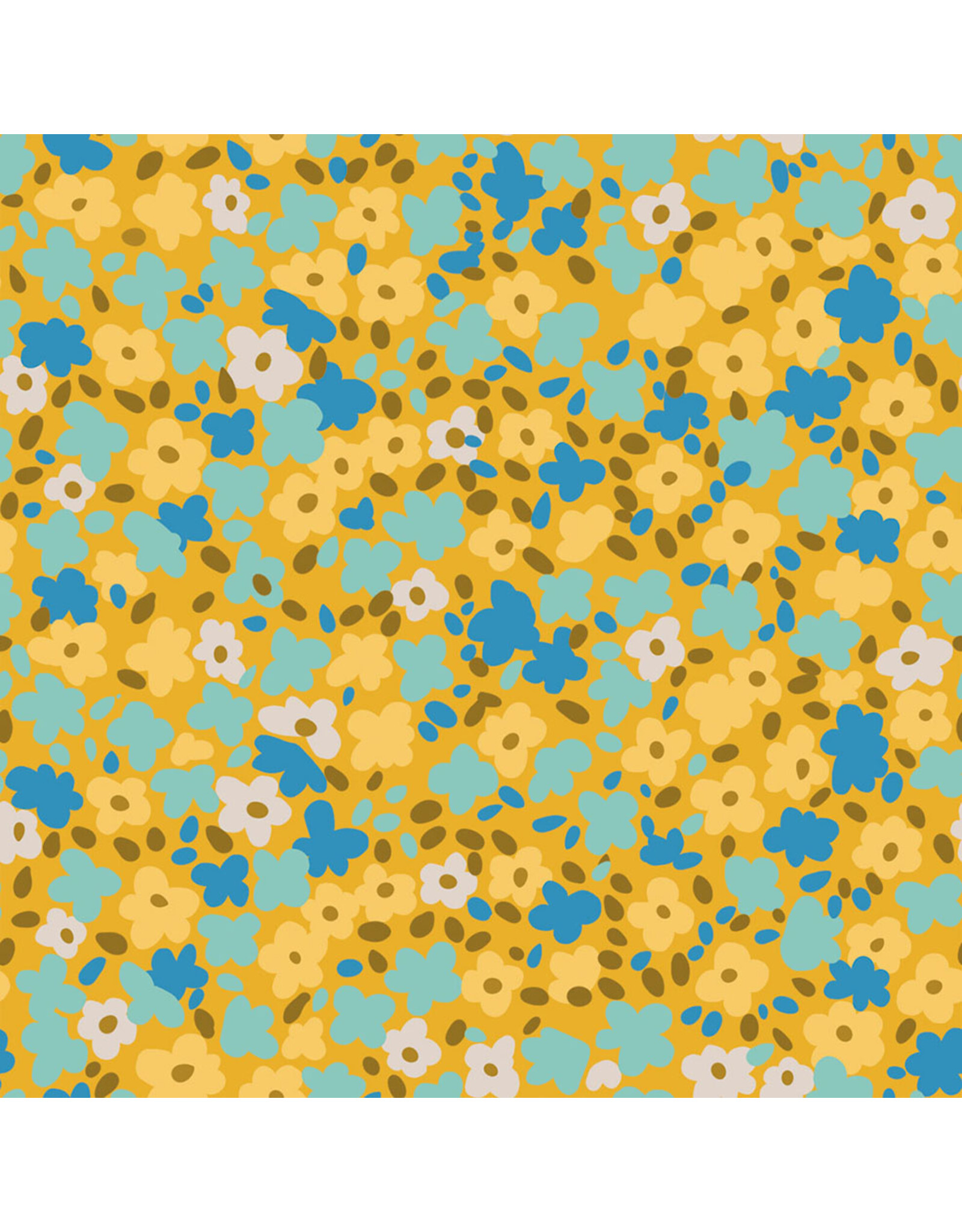 Free Spirit Stannie & Lloyd,  Ditsy in Chamomile, Fabric Half-Yards