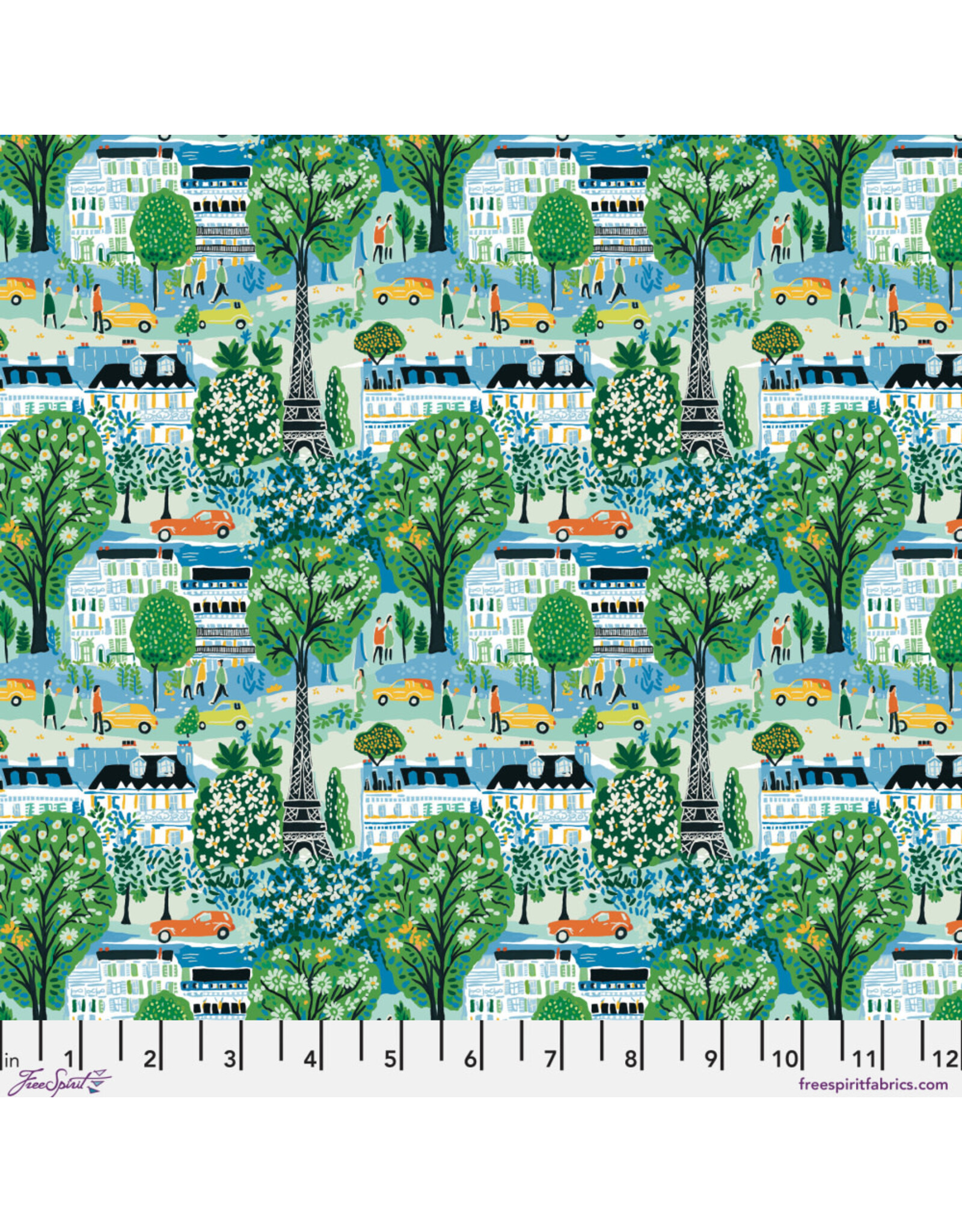 Free Spirit Stannie & Lloyd,  Meet Me in Paris in Sky, Fabric Half-Yards