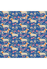 Free Spirit Stannie & Lloyd,  Pemberley Pups in Delft, Fabric Half-Yards