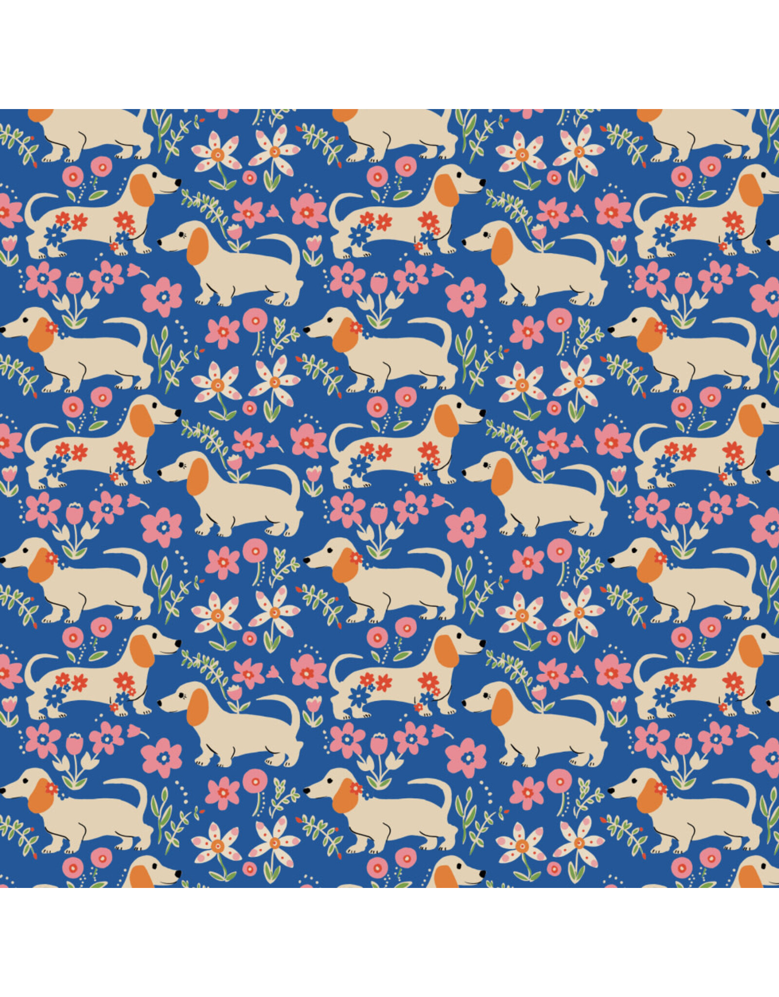 Free Spirit Stannie & Lloyd,  Pemberley Pups in Delft, Fabric Half-Yards