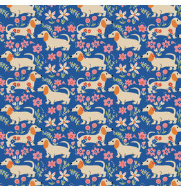 Free Spirit Stannie & Lloyd,  Pemberley Pups in Delft, Fabric Half-Yards