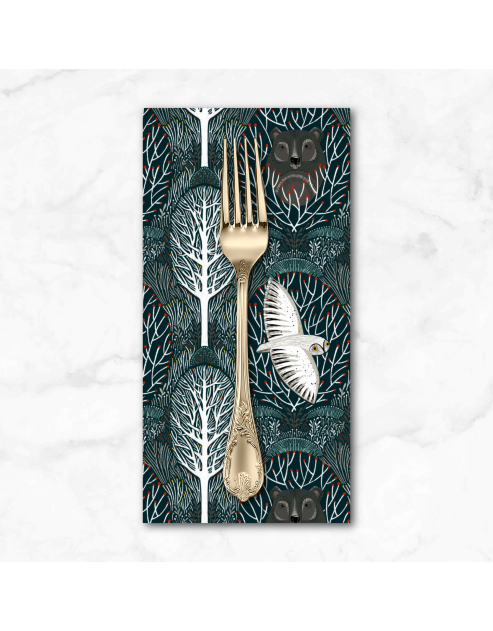 Christmas Collection Silent Night, Woodland Friends in Navy, Dinner Napkin
