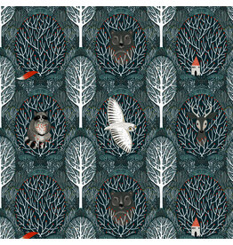Cori Dantini Silent Night, Woodland Friends in Navy, Fabric Half-Yards