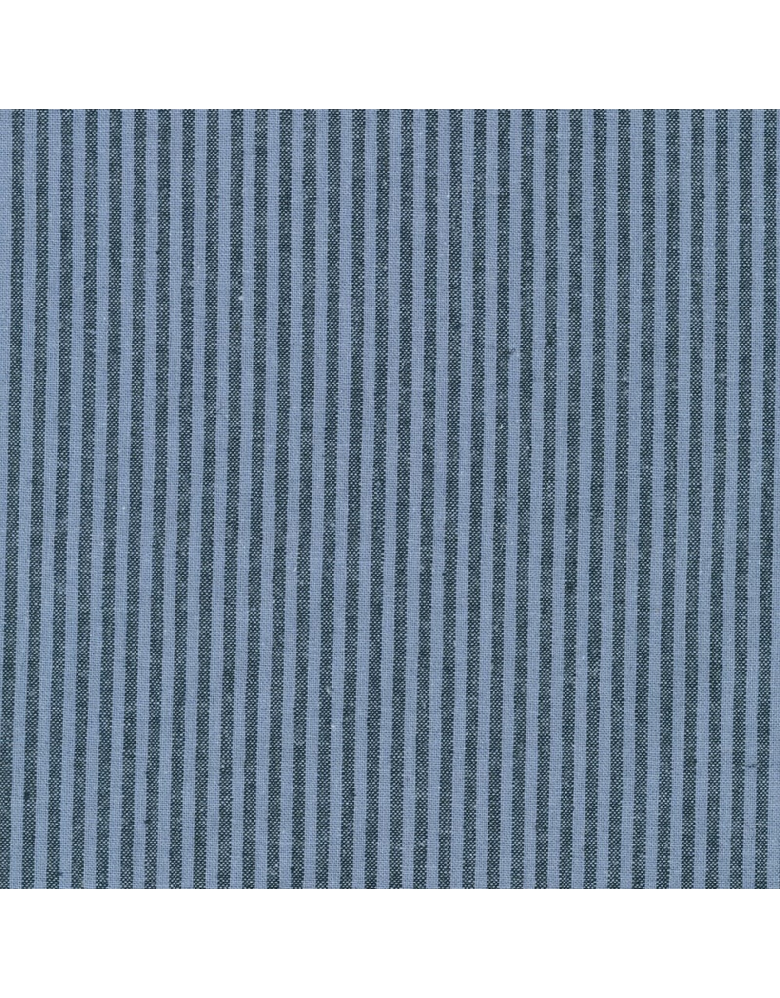 Robert Kaufman Linen, Essex Yarn Dyed Classic Wovens, Narrow Stripe in Denim, Fabric Half-Yards