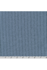 Robert Kaufman Linen, Essex Yarn Dyed Classic Wovens, Narrow Stripe in Denim, Fabric Half-Yards