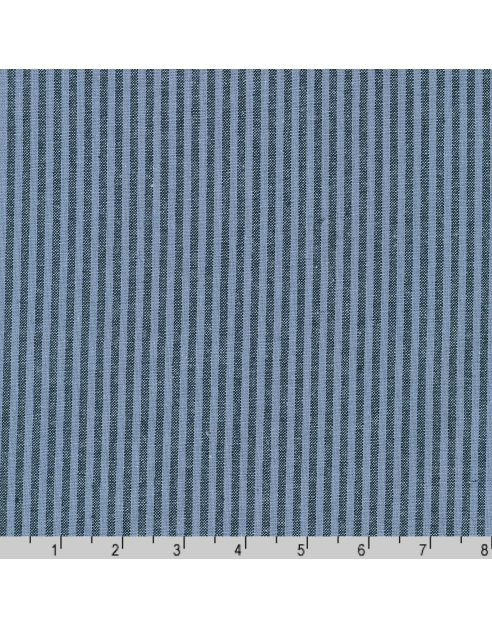 Robert Kaufman Linen, Essex Yarn Dyed Classic Wovens, Narrow Stripe in Denim, Fabric Half-Yards