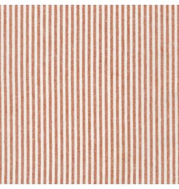 Robert Kaufman Linen, Essex Yarn Dyed Classic Wovens, Narrow Stripe in Strawberry, Fabric Half-Yards