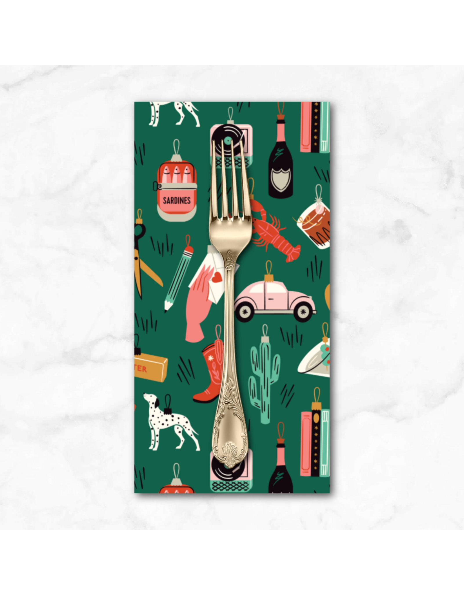 Christmas Collection Merry & Mod, Bright Baubles in Green, Dinner Napkin