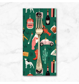 Christmas Collection Merry & Mod, Bright Baubles in Green, Dinner Napkin