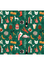 Cloud9 Fabrics Merry & Mod, Bright Baubles in Green, Fabric Half-Yards