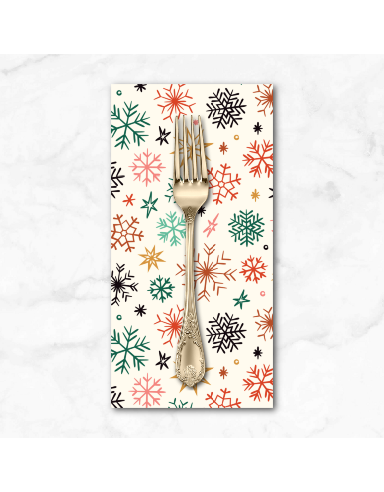 Christmas Collection Merry & Mod, Frosted & Bright in Ivory, Dinner Napkin
