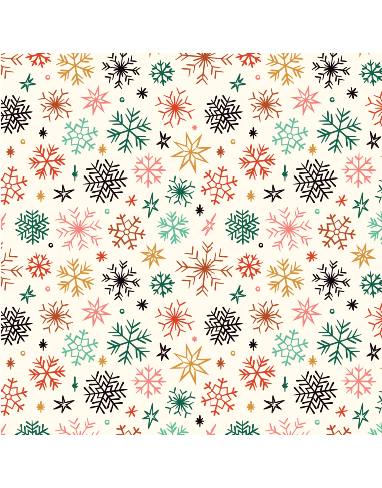 Cloud9 Fabrics Merry & Mod, Frosted & Bright in Ivory, Fabric Half-Yards