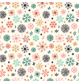 Cloud9 Fabrics Merry & Mod, Frosted & Bright in Ivory, Fabric Half-Yards