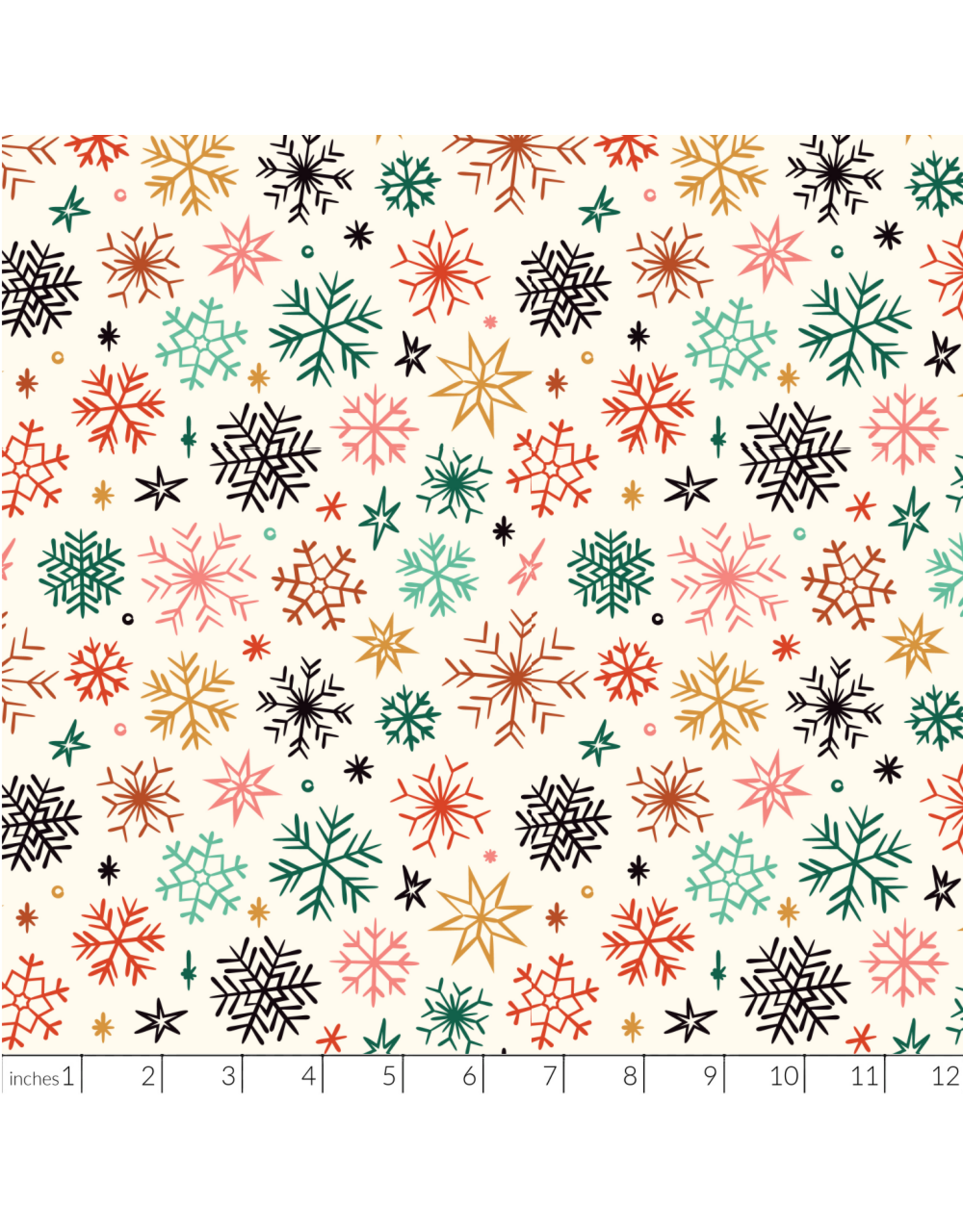 Cloud9 Fabrics Merry & Mod, Frosted & Bright in Ivory, Fabric Half-Yards