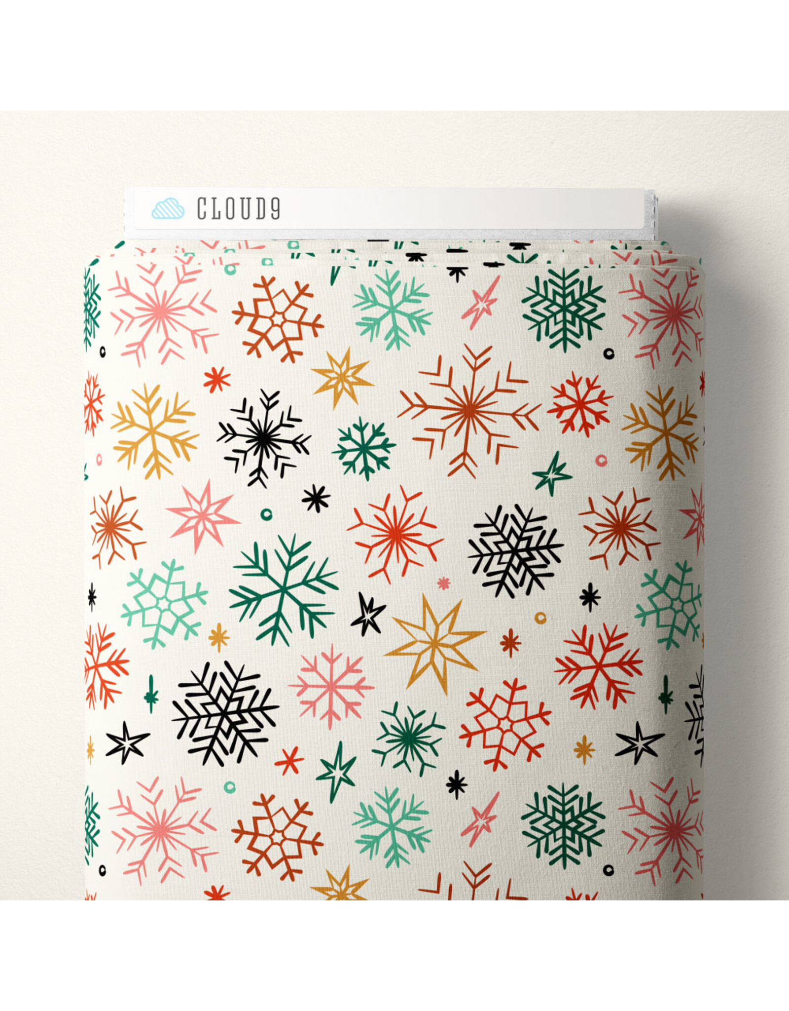 Cloud9 Fabrics Merry & Mod, Frosted & Bright in Ivory, Fabric Half-Yards