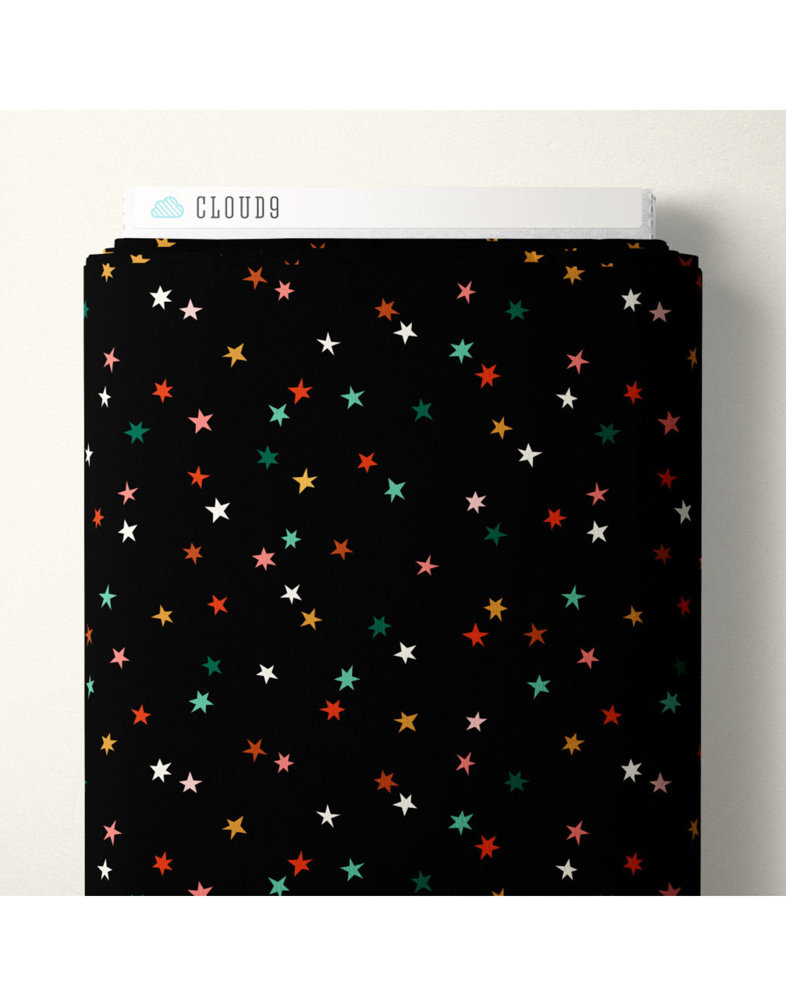 Cloud9 Fabrics Merry & Mod, Holiday Sparkle in Black Multi, Fabric Half-Yards