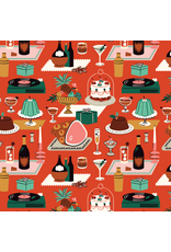 Cloud9 Fabrics Merry & Mod, Holiday Soirée in Red, Fabric Half-Yards