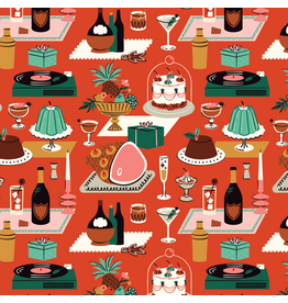 Cloud9 Fabrics Merry & Mod, Holiday Soirée in Red, Fabric Half-Yards