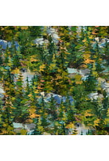 Figo Canoe Lake, Trees in Green, Fabric Half-Yards