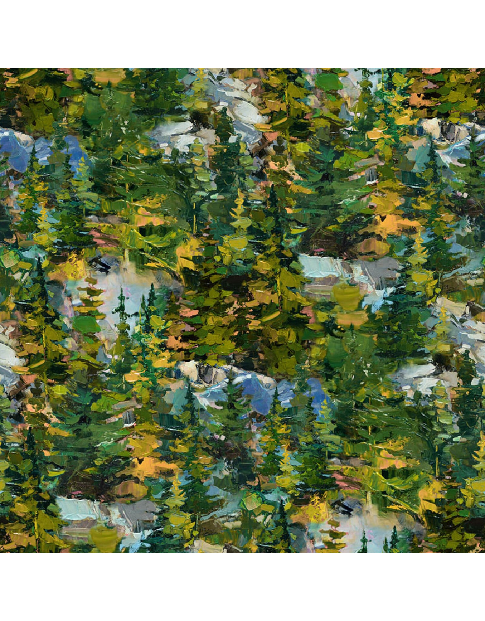 Figo Canoe Lake, Trees in Green, Fabric Half-Yards