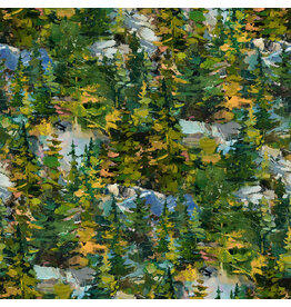 Figo Canoe Lake, Trees in Green, Fabric Half-Yards