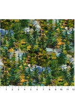 Figo Canoe Lake, Trees in Green, Fabric Half-Yards