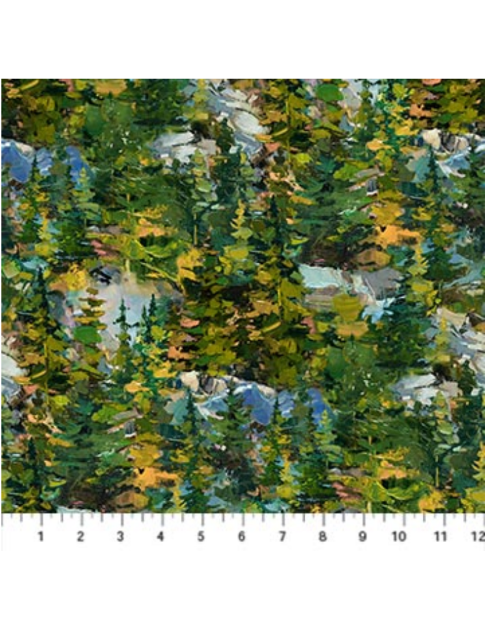 Figo Canoe Lake, Trees in Green, Fabric Half-Yards