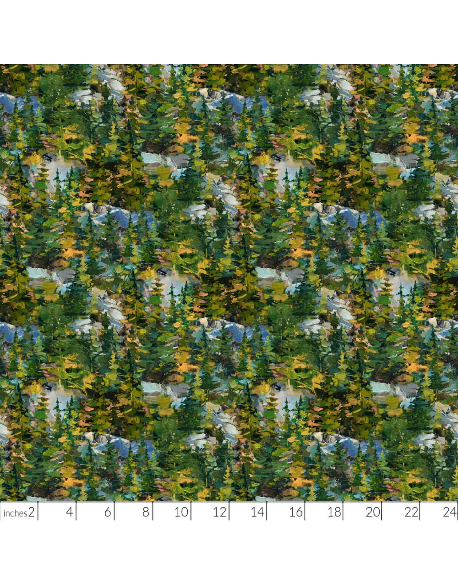 Figo Canoe Lake, Trees in Green, Fabric Half-Yards