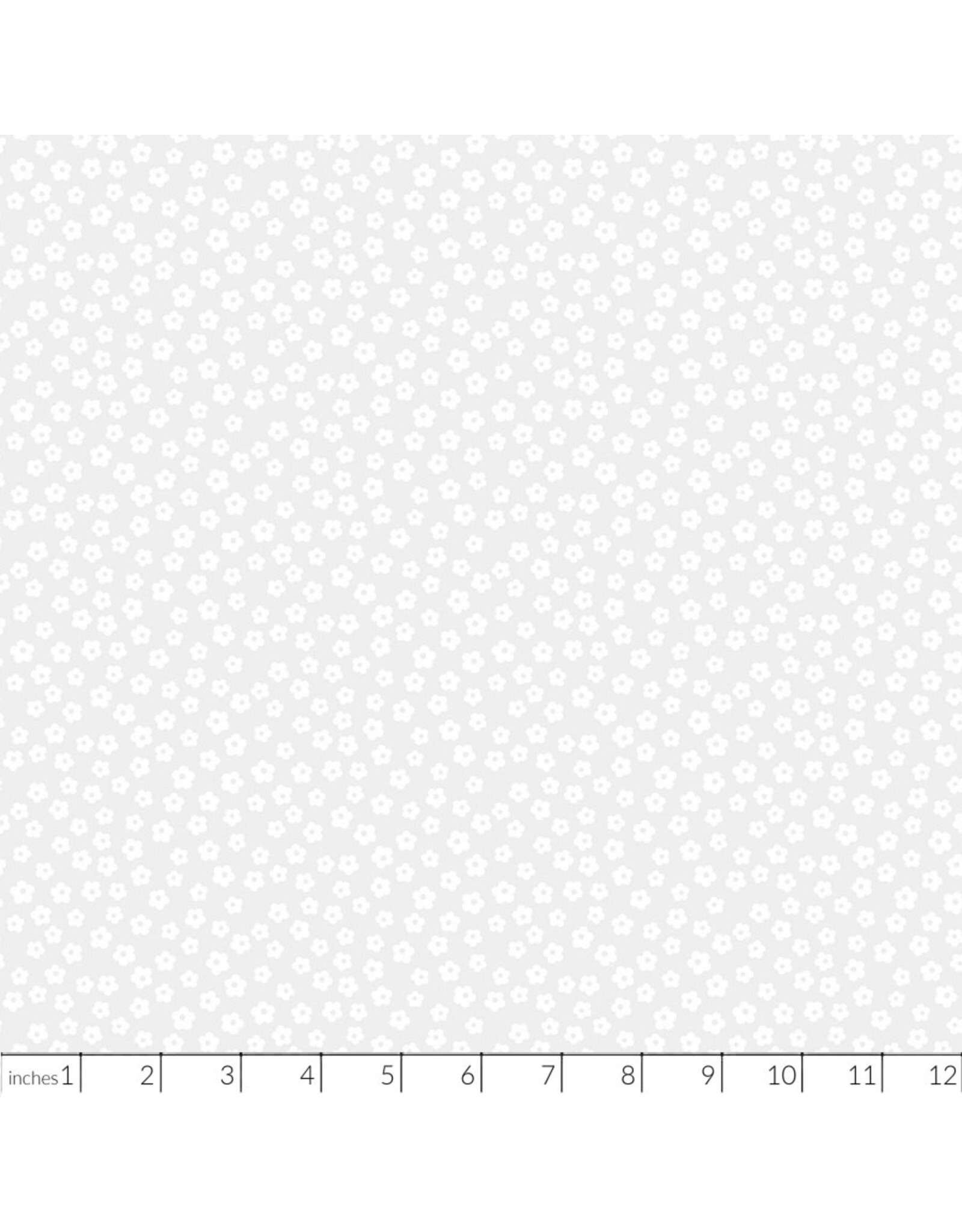Figo Basically Black & White, White on White Blossom, Fabric Half-Yards