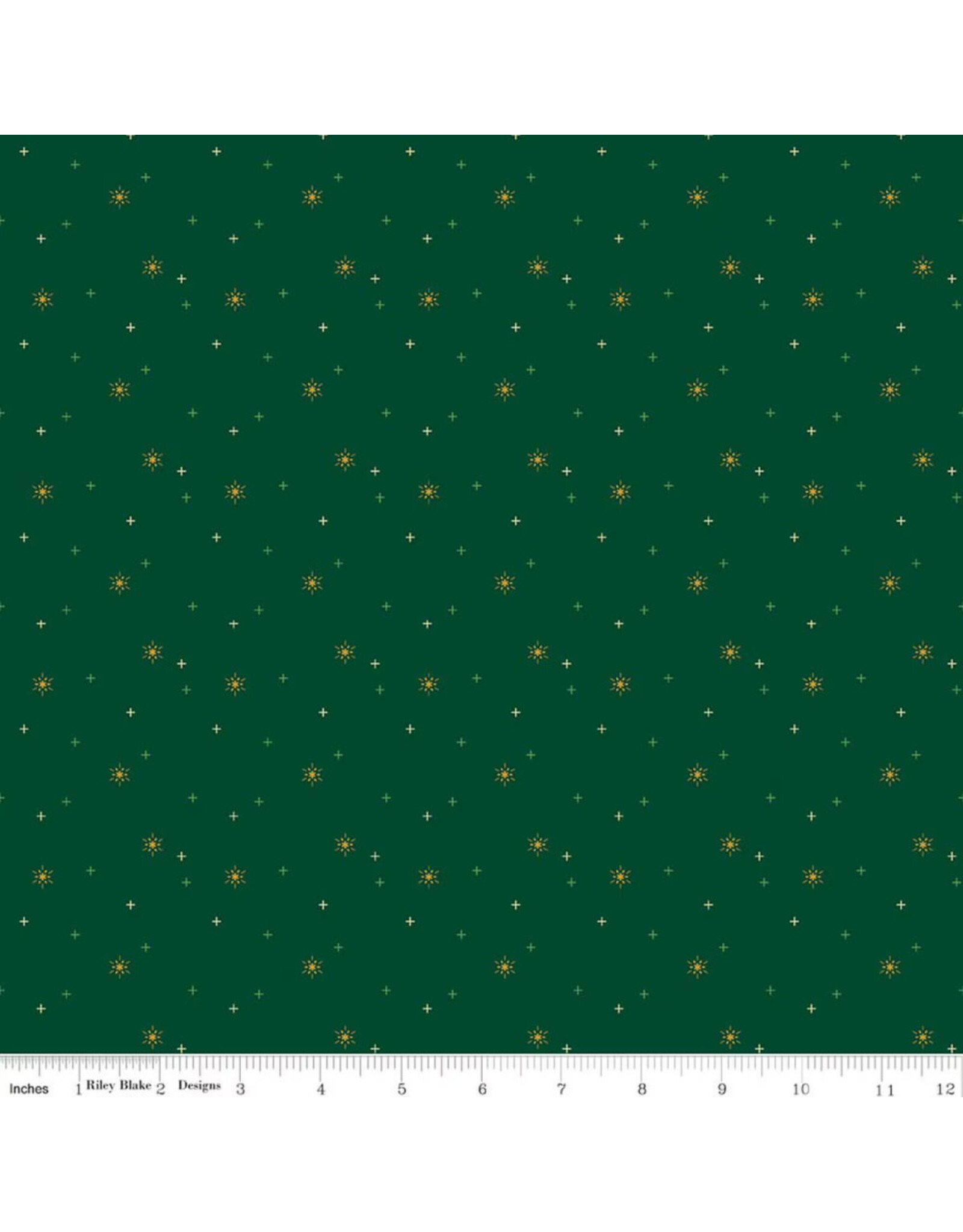 Riley Blake Fabrics Sparkler Snowflake in Christmas Green,  Fabric Half-Yards