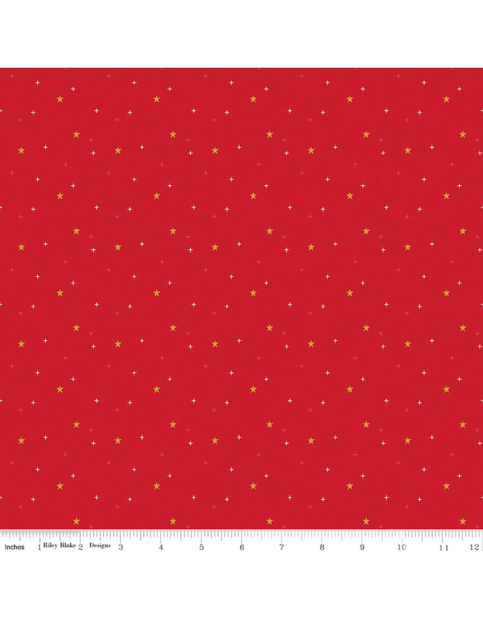 Riley Blake Fabrics Sparkler Star in Schoolhouse Red,  Fabric Half-Yards