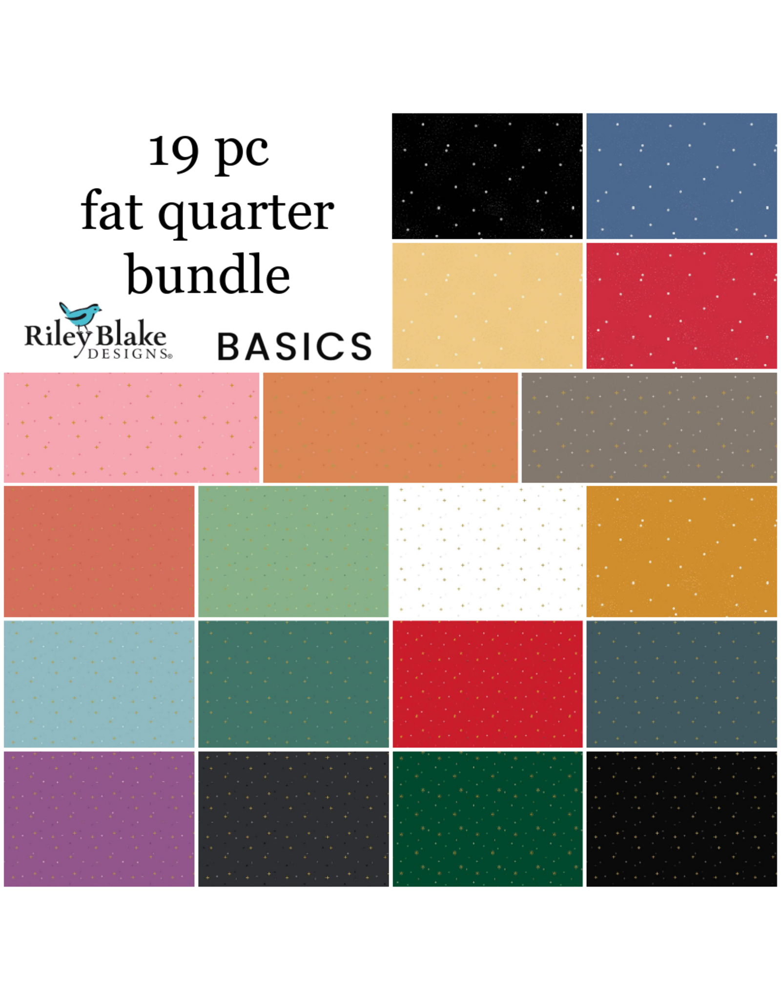 Riley Blake Fabrics Riley Blake Basics, Dainty Daisy & Sparkler, Fat Quarter Bundle - 19 pc.