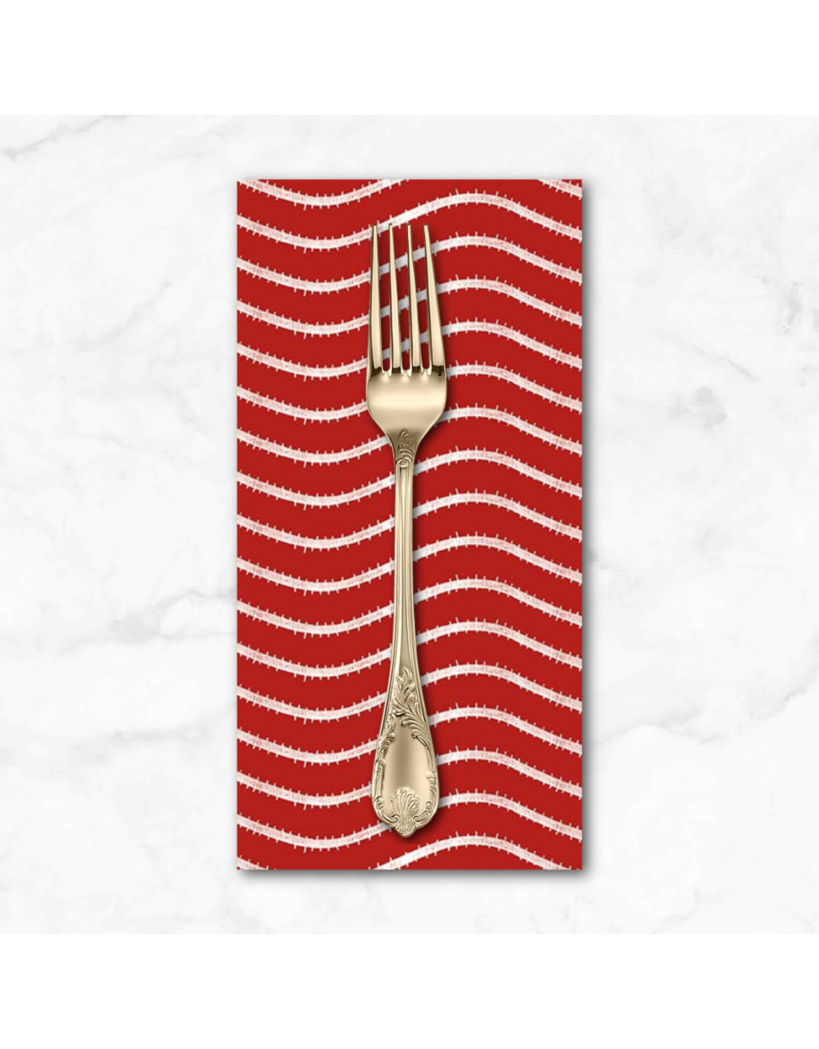 Christmas Collection Gingerbread, Icing Stripe in Red, Dinner Napkin