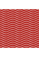 J. Wecker Frisch Gingerbread, Icing Stripe in Red, Fabric Half-Yards