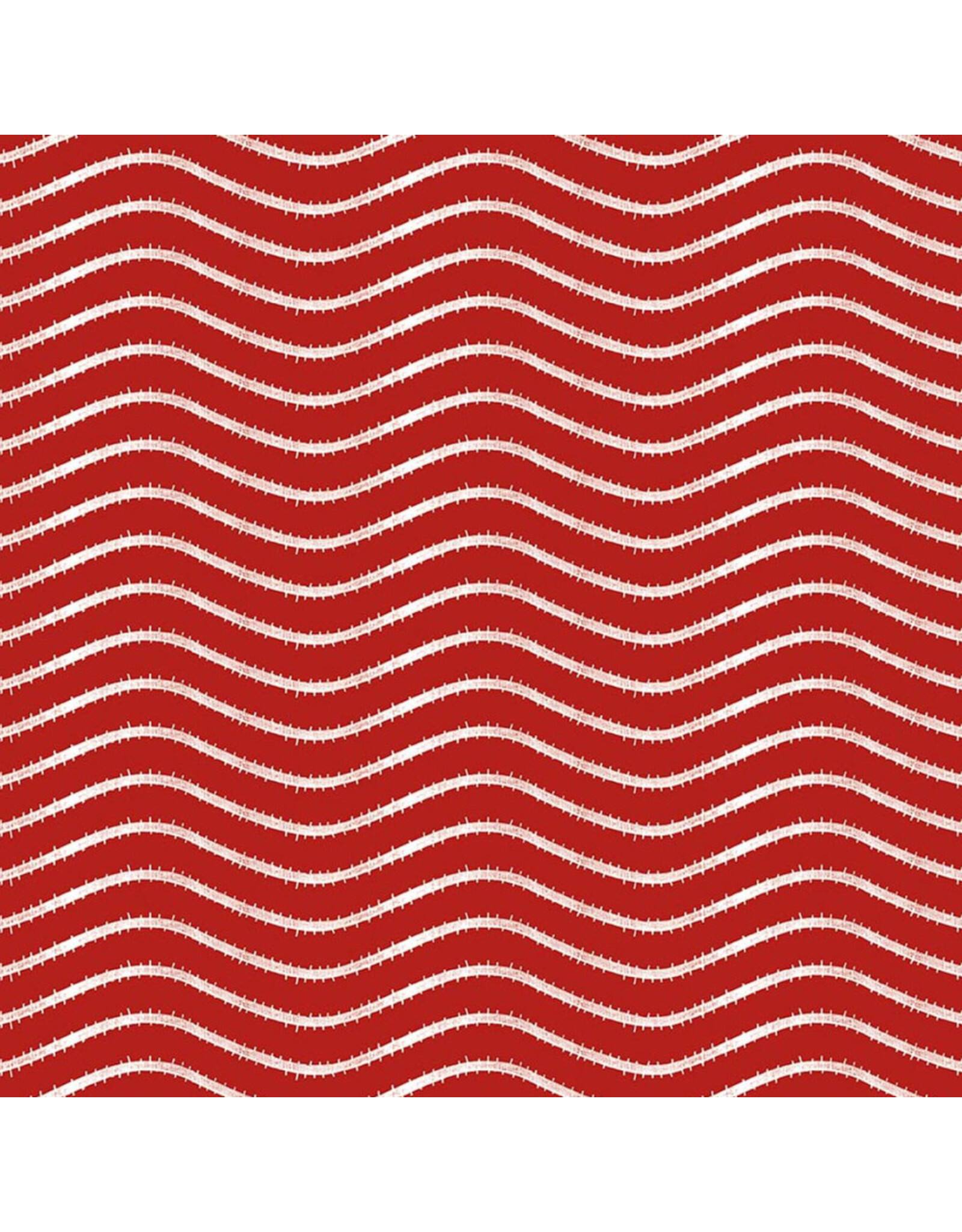 J. Wecker Frisch Gingerbread, Icing Stripe in Red, Fabric Half-Yards
