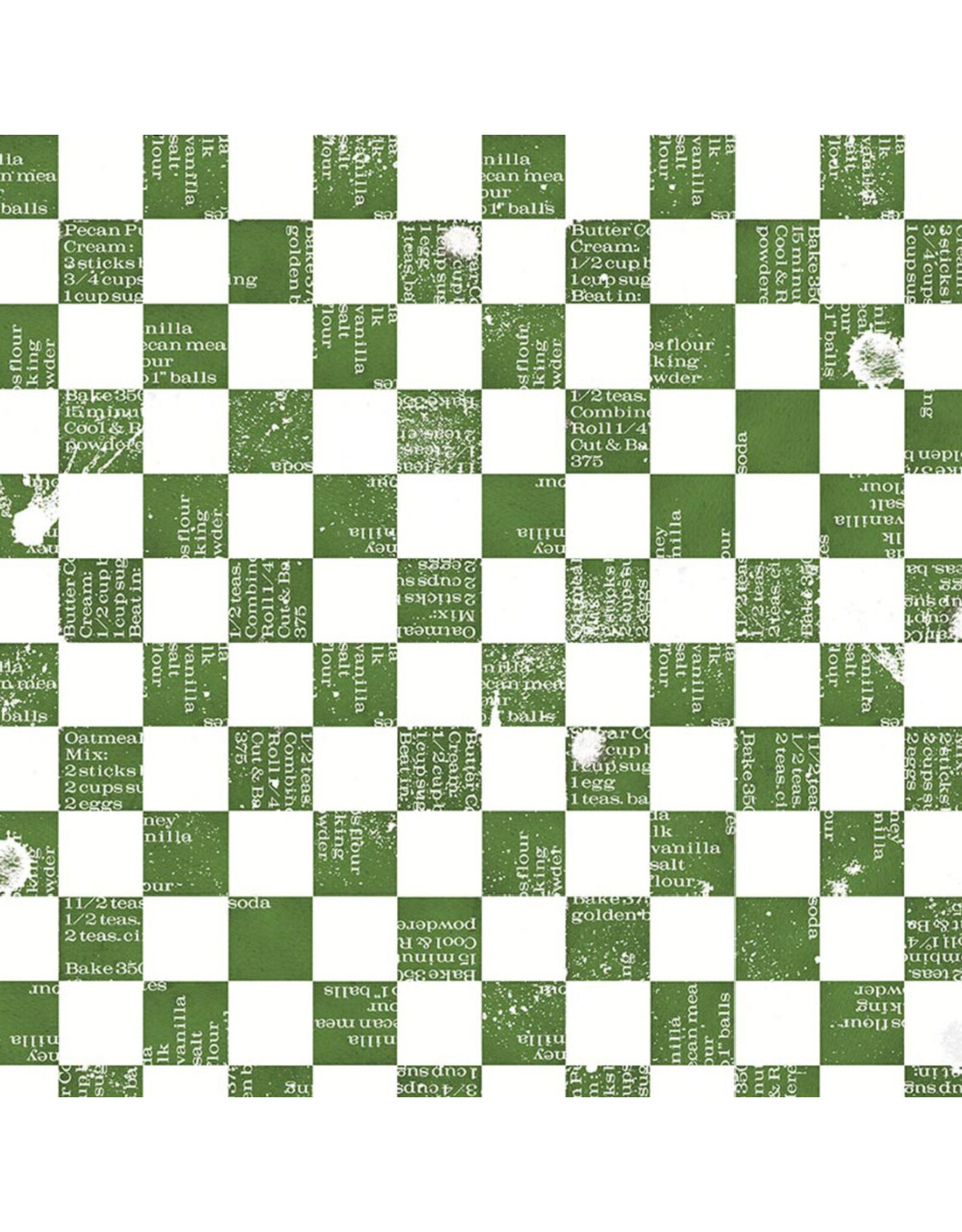 J. Wecker Frisch Gingerbread, Ingredients Check in Green, Fabric Half-Yards