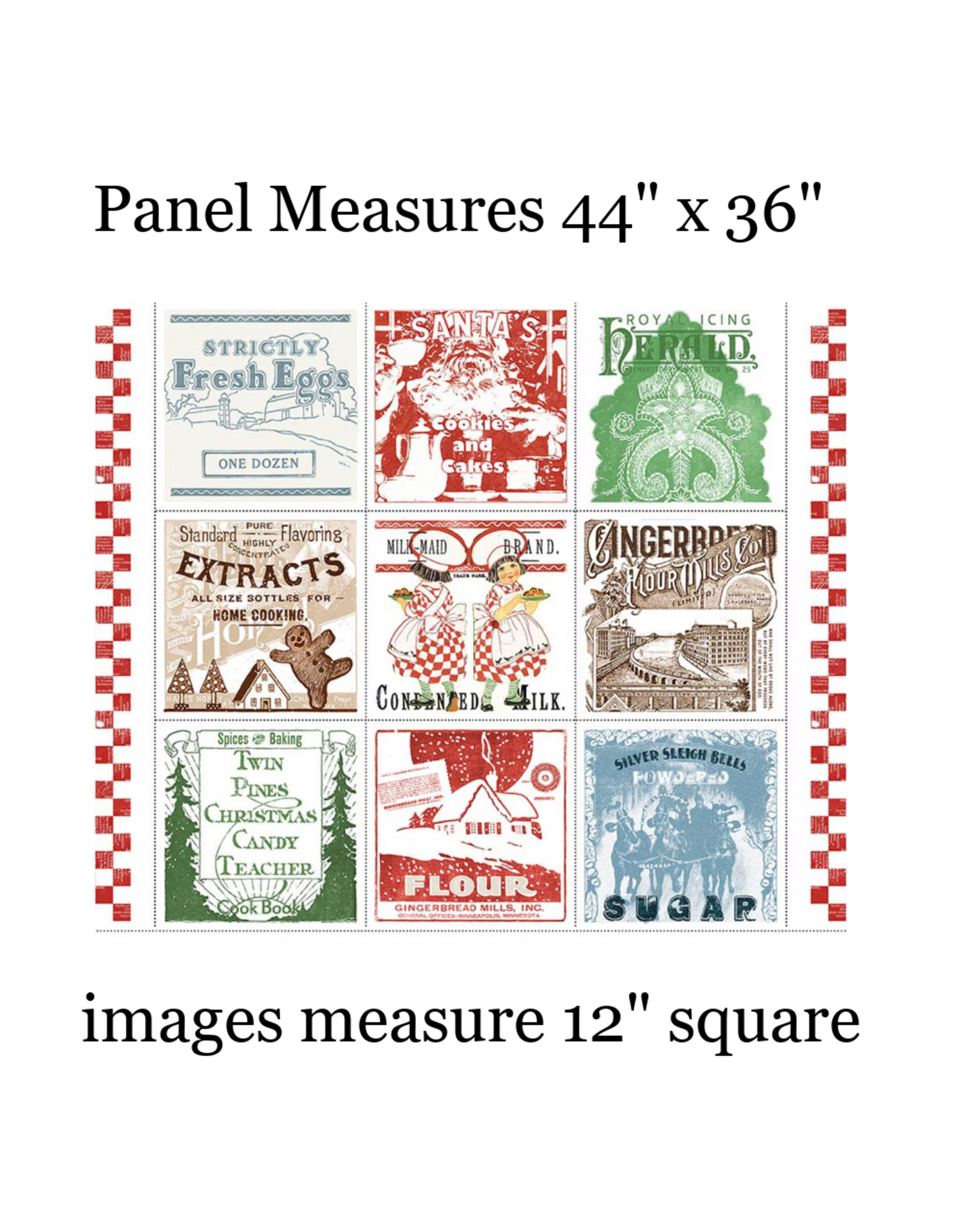 J. Wecker Frisch Gingerbread, Flour Sack Large Patch Panel, 36" x 44" Fabric Panel