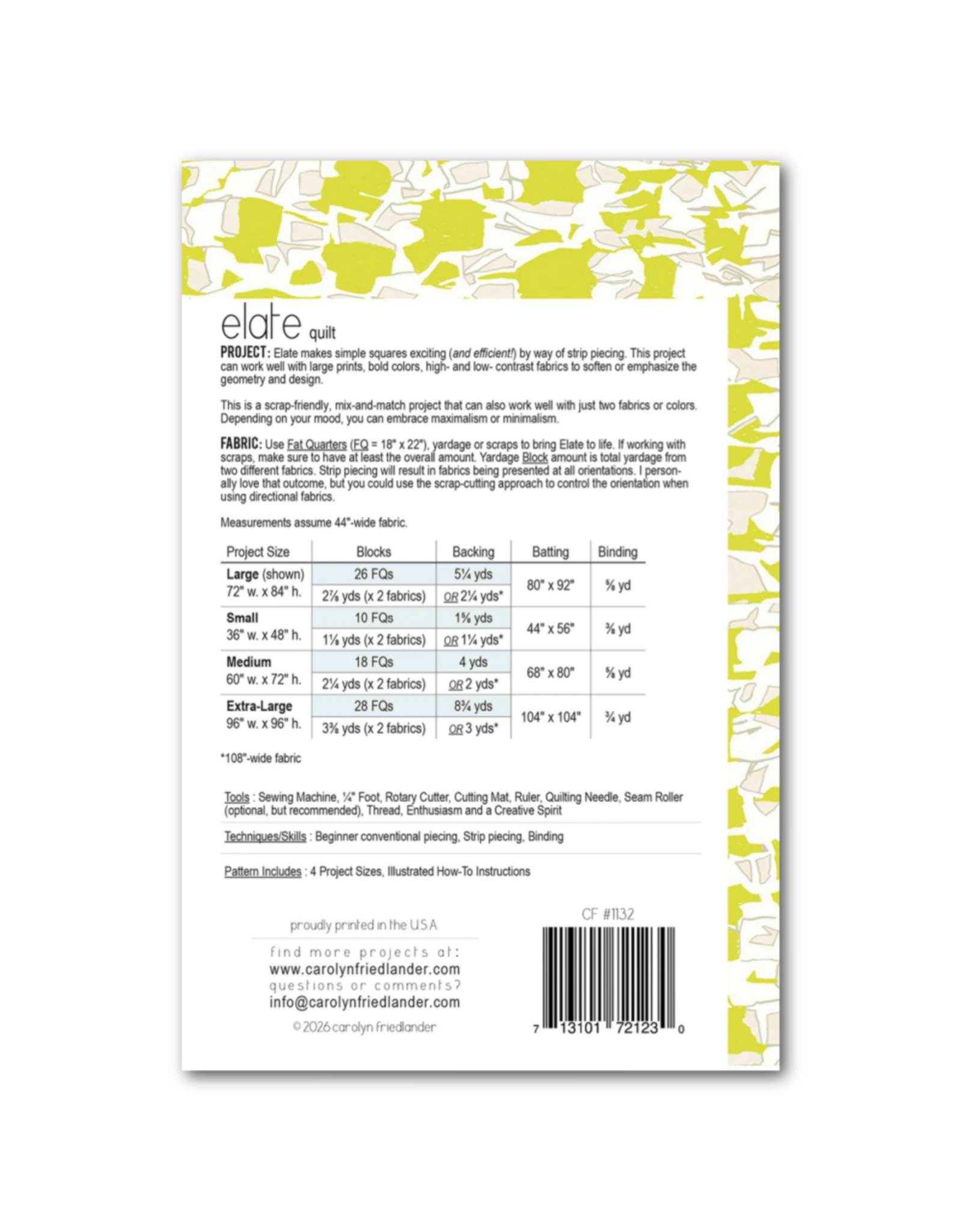 Carolyn Friedlander Elate Quilt  Pattern