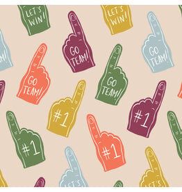 Cloud9 Fabrics Touchdowns & Tailwags, Foam Fanatics in Oat, Fabric Half-Yards