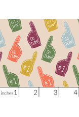 Cloud9 Fabrics Touchdowns & Tailwags, Foam Fanatics in Oat, Fabric Half-Yards