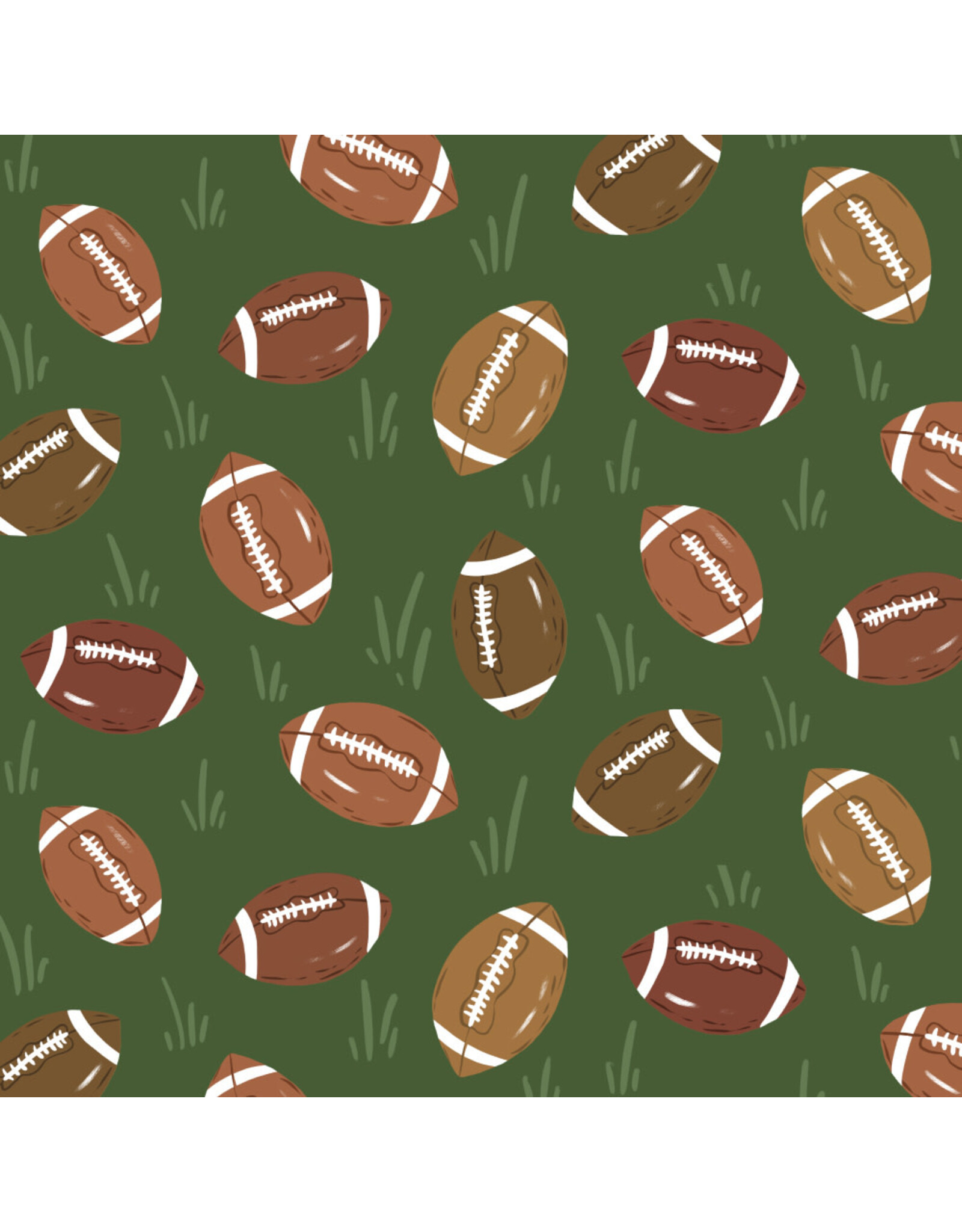 Cloud9 Fabrics Touchdowns & Tailwags, Pass the Pigskin in Green Brown, Fabric Half-Yards