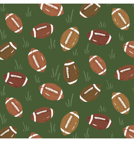 Cloud9 Fabrics Touchdowns & Tailwags, Pass the Pigskin in Green Brown, Fabric Half-Yards