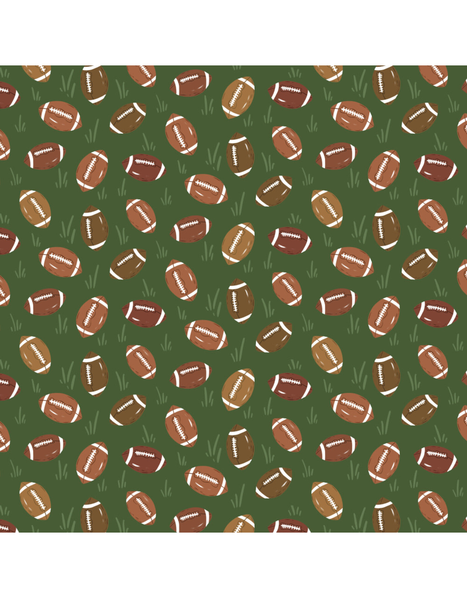 Cloud9 Fabrics Touchdowns & Tailwags, Pass the Pigskin in Green Brown, Fabric Half-Yards