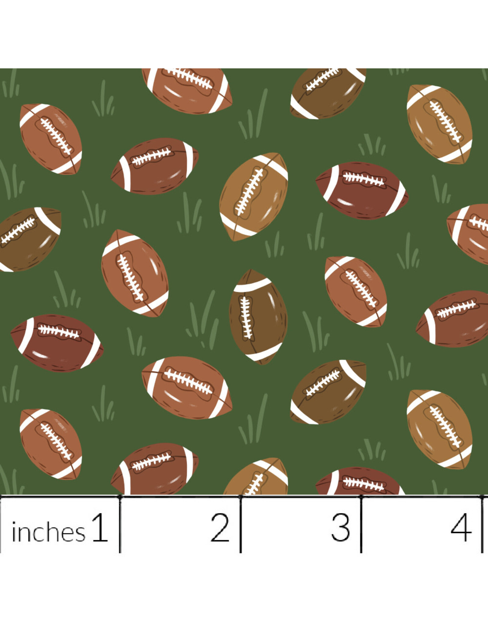 Cloud9 Fabrics Touchdowns & Tailwags, Pass the Pigskin in Green Brown, Fabric Half-Yards