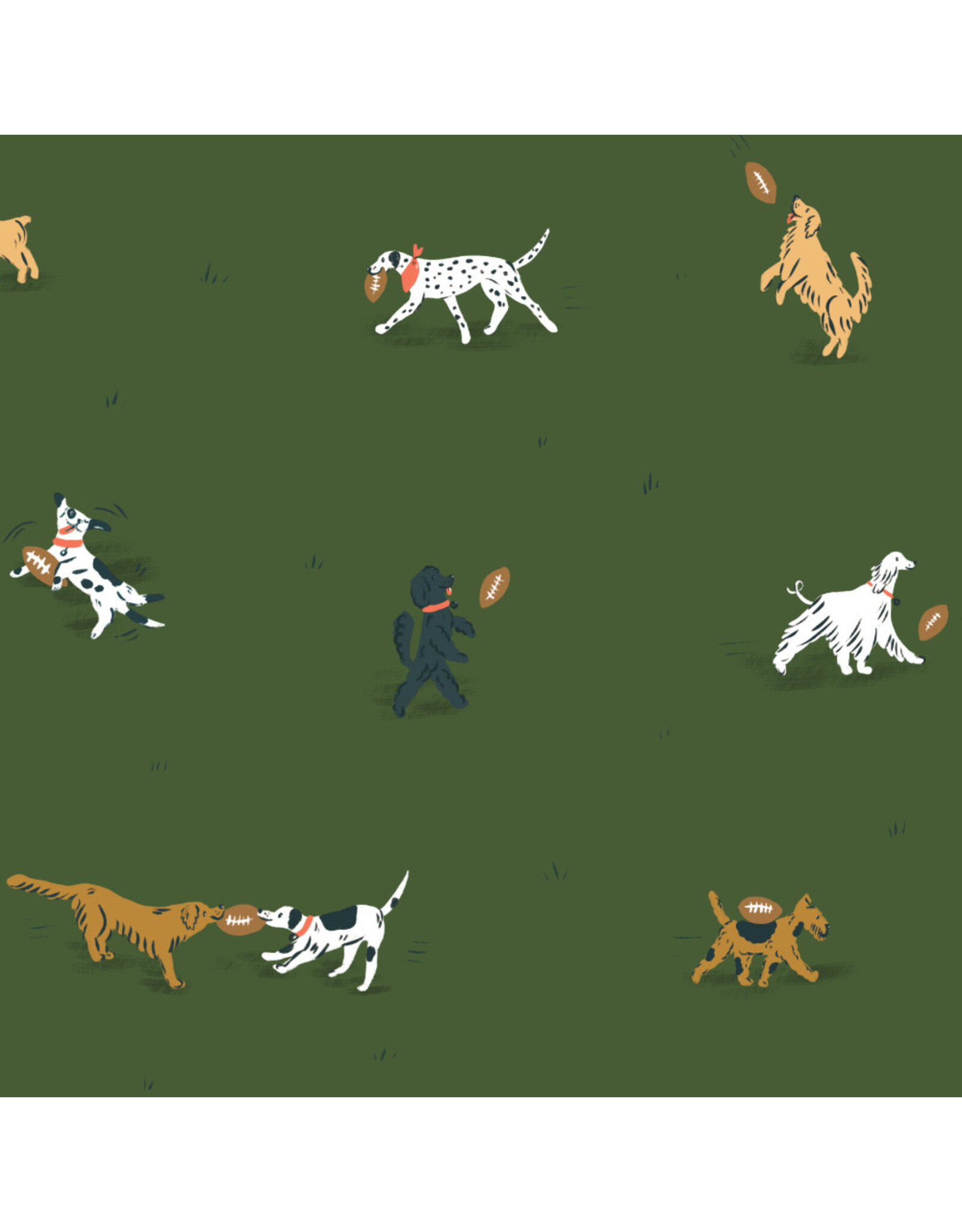 Cloud9 Fabrics Touchdowns & Tailwags, Playing Field in Green, Fabric Half-Yards