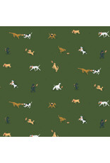 Cloud9 Fabrics Touchdowns & Tailwags, Playing Field in Green, Fabric Half-Yards