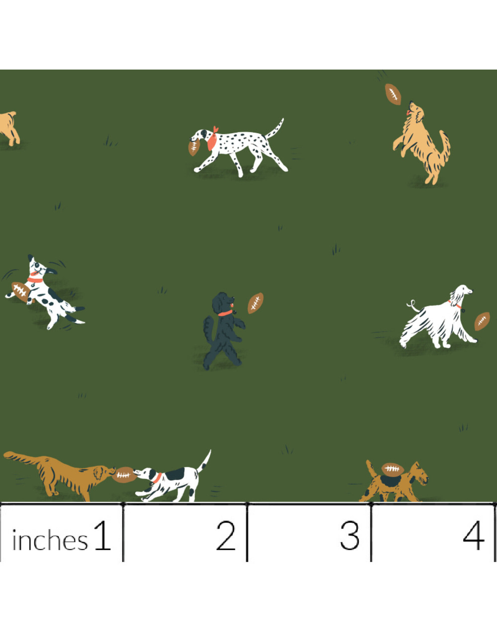 Cloud9 Fabrics Touchdowns & Tailwags, Playing Field in Green, Fabric Half-Yards