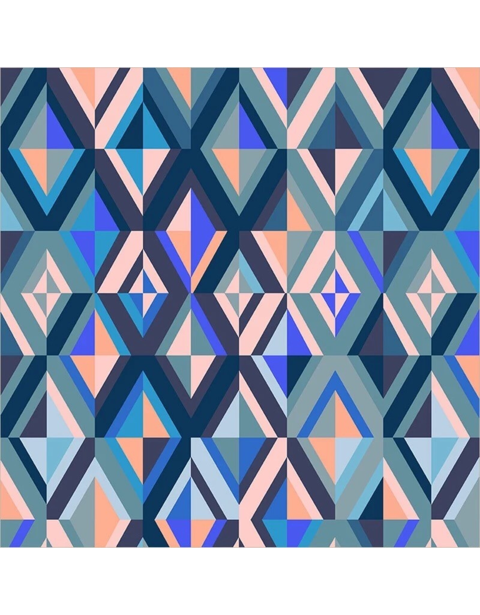 Annabel Wrigley Happy Place, Diamonds in Blueberry, Fabric Half-Yards