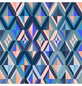 Annabel Wrigley Happy Place, Diamonds in Blueberry, Fabric Half-Yards