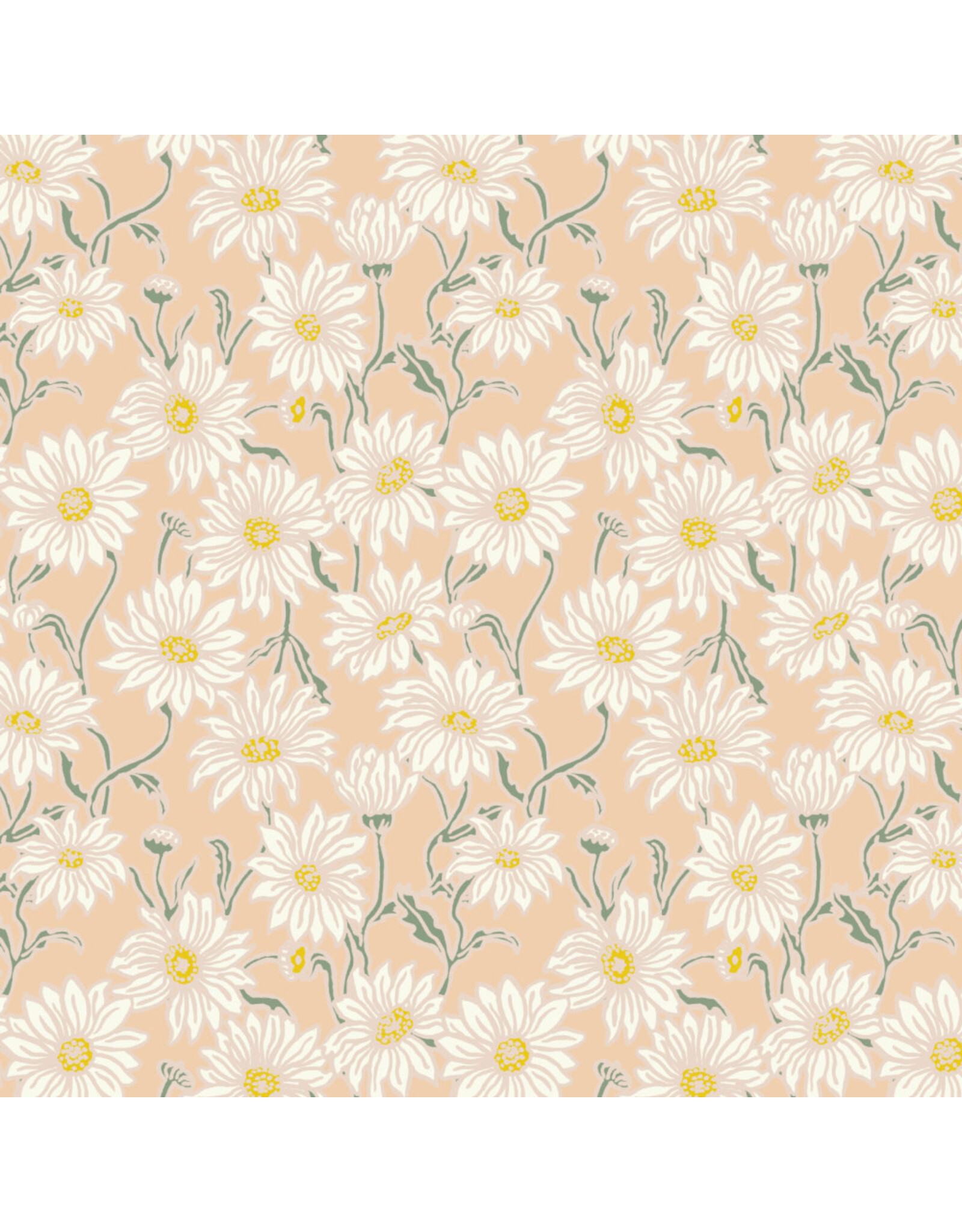 Nathalie Lété Last Fall in Japan, Daisy in Coral, Fabric Half-Yards